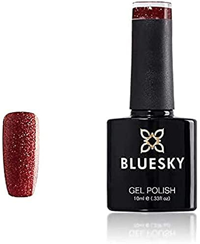 Bluesky Gel Nail Polish, Frosty Fuchsia Red Jq04, Glitter, Long Lasting, Chip Resistant, 10 ml (Requires Curing Under UV LED Lamp)