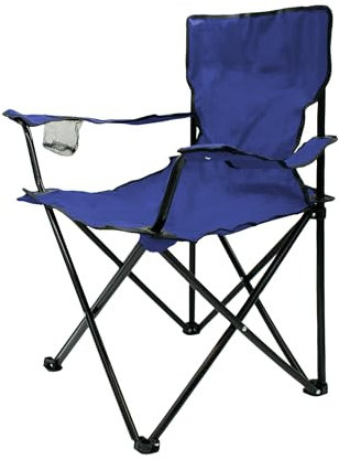 Spetebo Camping Klappstuhl mit Getränkehalter - blau - Campingstuhl klappbar mit Tragetasche - Stuhl faltbar für Festival Freizeit Garten Angler Sessel Belastbarkeit bis 100 kg