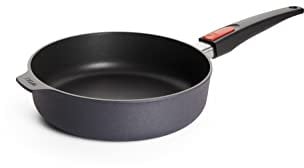 Woll Diamond Lite Hochrandpfanne, Ø 24 cm, 7 cm hoch, mit abnehmbarem Stiel - Geeignet für Ceran, Gas, Elektro, Halogen - nicht induktionsgeeignet, Aluminiumguss, Antihaft-Versiegelung, backofenfest