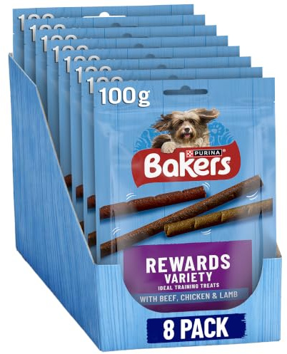 BAKERS Rewards Chicken, Beef and Lamb Dog Treats 100g (Pack of 8)