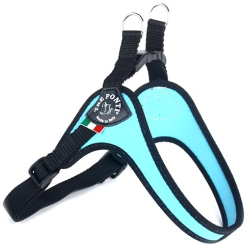 Tre Ponti Geschirr Easy Fit Classic with adj. Belly mit schwarzen Rand hellblau 42 - 47 cm bis ca. 7 kg