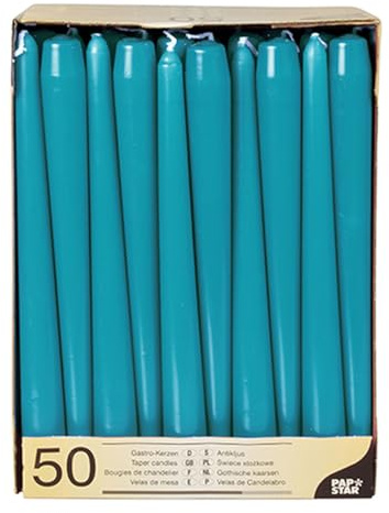 PAPSTAR 100 Leuchterkerzen Ø 2,2 cm 25 cm türkis Spitzkerzen
