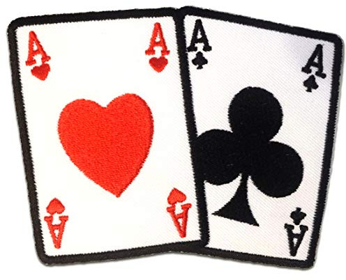 Catch the Patch Poker Asse Karte Aufnäher zum Aufbügeln 10,5 x 7,5 cm Bügelbild für Erwachsene mit Pokerkarten Ass Biker Lucky, Bügelpatch Patches Bügelflicken Geschenk