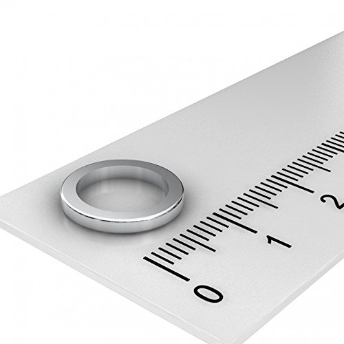 50 x Neodym Ringmagnet 12 x 1.5 mm mit 9 mm Bohrung, Grade N45, vernickelt