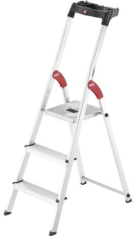Hailo 5_8503-001 L60 Sicherheits-Haushaltsleiter, aus Aluminium, 3 Stufen