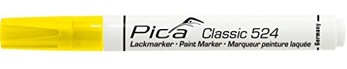 Pica 524/44 Classic Industrie Lackmarker Farbe: gelb | 2-4 mm Rundspitze | permanente Markierungen auf fast allen Oberflächen | schnell trocknend | schwer entfernbar