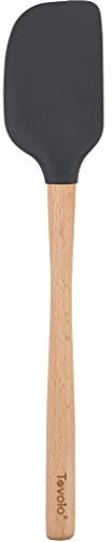 Tovolo 81-15647C Flex-Core Spatule en silicone avec manche en bois, antiadhésive, résistante à la chaleur, sans BPA, passe au lave-vaisselle avec tête coudée amovible, anthracite