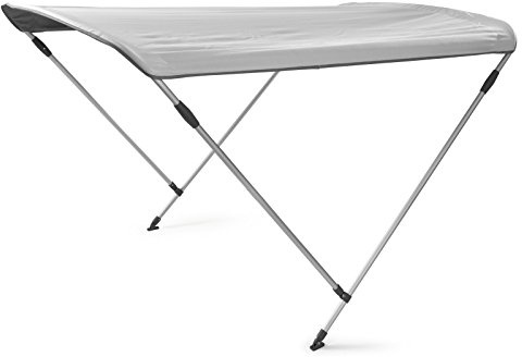 wellenshop Bimini Top Sonnenverdeck Boot Poseidon inkl. Schutzhülle u. Befestigungsmaterial 2 Bügel 180x130x110cm Weiß Grau Polyester PVC