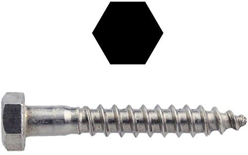 Sechskant Holzschrauben 10 X 60 DIN 571 Edelstahl A2 (50 Stück) - V2A Schlüsselschrauben Wiener Schrauben