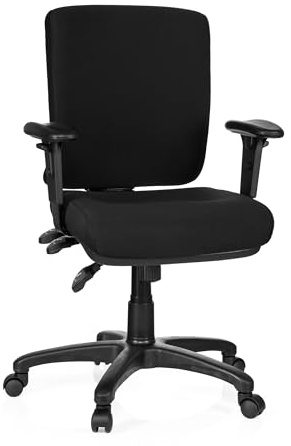 hjh OFFICE 702200 Bürostuhl Zenit Base Stoff Schwarz Drehstuhl ergonomisch, niedrige Rückenlehne & Armlehne verstellbar