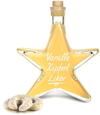 Vanille Kipferl Sahne Likör Sternflasche 0,2 L preisgekrönt & sehr lecker 17% Vol Stern Geschenk Flasche 200ml