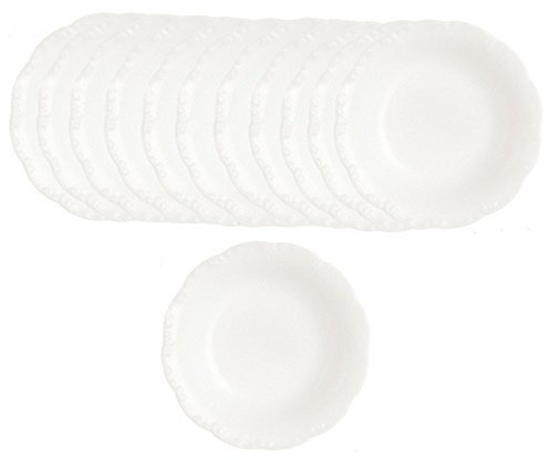 Melody Jane Dolls Houses Casa de Muñecas Blanco Liso Platos Bols Juego de 12 Miniatura Comedor Accesorio