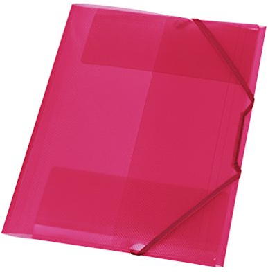 Herlitz 10092856 Gummizugmappe A4 mit 3 Einschlagklappen und 2 Gummizügen, PP, transluzent himbeer