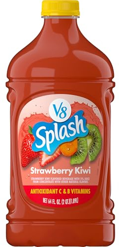 V8 Splash Bebida de jugo con sabor a fresa y kiwi, botella de 64 onzas líquidas