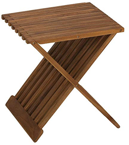 Bare Decor Rocco Klapphocker aus massivem Teakholz, braun, 43,2 cm