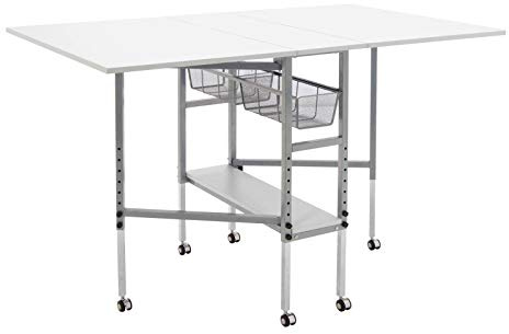 Sew Ready Hobby and Cutting Table, Arts and Crafts Table with 2 Mesh Storage Drawers