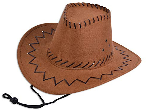 Cowboy Hat.Leather Stitch, Brown