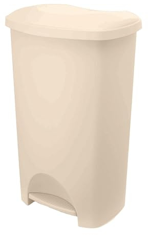 Addis 50L Kitchen Pedal Bin | Soft Close White Sand Waste Bin | 50L soft close kitchen pedal bin in modern White Sand with stay-open lid for everyday family waste and recycling