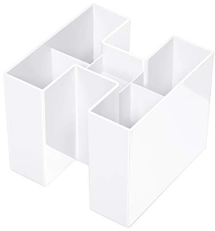 HAN Schreibtischköcher BRAVO, Büro Stiftehalter mit 5 Fächern, modern, hochglänzend und erweiterbar, premium-Qualität, 6er Packung, 17455-12, weiß