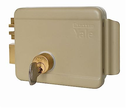 Yale Serrure électrique à appliquer avec mandats pour portails Y68080702 Main Gauche, Acier Peint, Basse Tension, entrée 70 mm