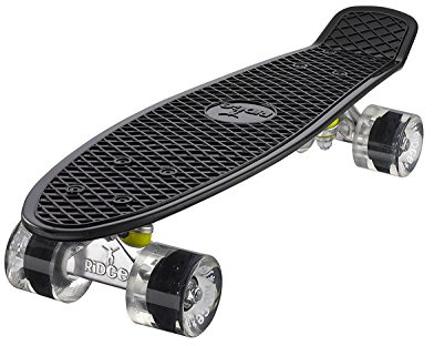 Ridge Skateboard Mini Cruiser, schwarz-klar, 22 Zoll