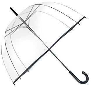 SMATI Parapluie Long Transparent – Forme Cloche, Classique et Basic, Ouverture Automatique, Diamètre=85cm, Parapluie Femme, Couleur liseré Noir Taille Unique