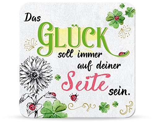 Sheepworld, My Beautytree - 44604 - Untersetzer Nr. B6, Das Glück soll immer auf deiner Seite sein., Kork, 9,5cm x 9,5cm