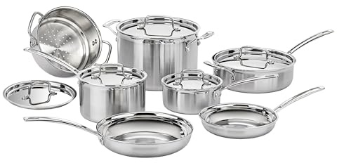 Cuisinart Stainless Steel Pots and Pans Set, Induction Compatible, 12 pc
