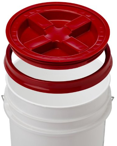 Weißer Eimer und Gamma2-Schraubdeckel aus lebensmittelechtem Kunststoff, 1,8 l, Rot