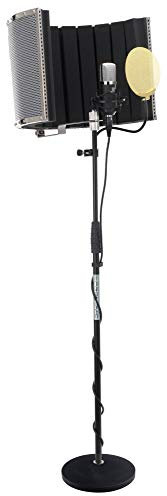 Pronomic CM-22 Micrófono de Diafragma Grande XLR Condensador para Estudio, Incluye Filtro antipop Dorado, araña, maletín, Adaptador, Protector Viento y Absorbente de Sonido, Negro.