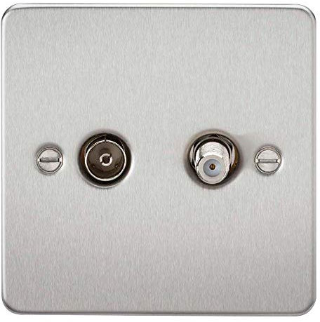 Knightsbridge FP0140BC FP0140 FPAV0140BC Flat Plate Sat Tv Outlet (Isolated) -Brushed Chrome, 230 V