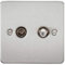 Knightsbridge FP0140BC FP0140 FPAV0140BC Flat Plate Sat Tv Outlet (Isolated) -Brushed Chrome, 230 V
