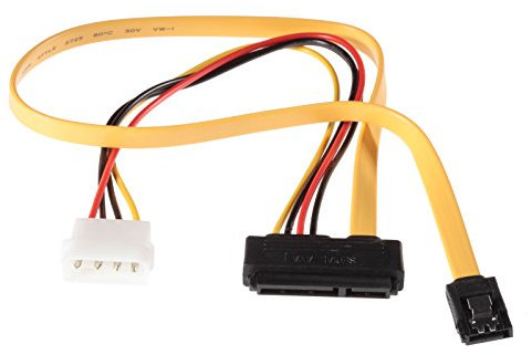 POPPSTAR 1x Sata 3 HDD SSD Dualkabel (bis zu 6 GBit/s), Y-Kabel Stromadapter - Datenkabel (50cm) und Stromkabel (30cm), gelb
