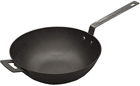 RONNEBY BRUK Ultra Light Professional Wok Stir Fry Pan Cast Iron Black One