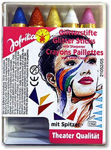 Horror-Shop Glitzer Schminkstifte 5 Farben mit Spitzer