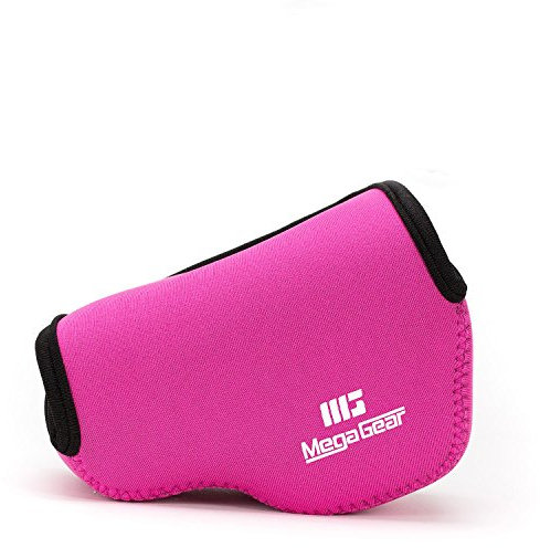 MegaGear custodia ultraleggera in neoprene, borsa protettiva per Sony Alpha A6400, A6500, A6300, A6000 |16-50 mm| con moschettone per un facile trasporto (Rosa)