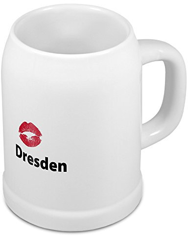 digital print Bierkrug mit Stadtnamen Dresden - Design Kussmund - Städte-Tasse, Becher, Maßkrug