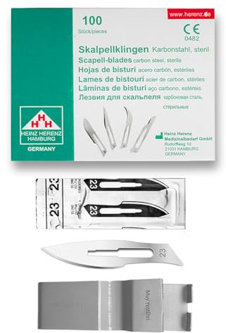 May Lame chirurgicale stérile fabriquée en acier au carbone - Taille N°23 - conditionnement par 100 - emballés individuellement dans stérile