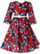 BONNY BILLY Vestito Bambina Elegante Cerimonia Festa Floreale Vintage Invernale Manica Lunga con Cintura 3-4 Anni Rosso