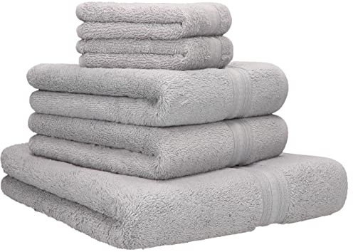 Betz 5-TLG. Handtuch-Set Gold 100% Baumwolle Qualität 600 g/m² 1 Duschtuch 2 Handtücher 2 Seiftücher Farbe Silbergrau
