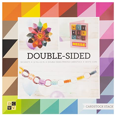 DCWV Double Sided Cardstock Paper -12x12 Multi Colored Cardstock for Scrapbooking, Crafting, and Card Making - 58 Sheets, White Core