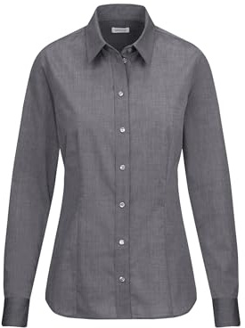 Seidensticker Damen Women Regular Longsleeve Cotton Bluse, Grau(080604), 48 EU