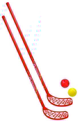 Schildkröt Fun Set, 2 Hockey Schläger, 2 Bälle, 970135, Rot, Ø 78mm, Ø 60mm
