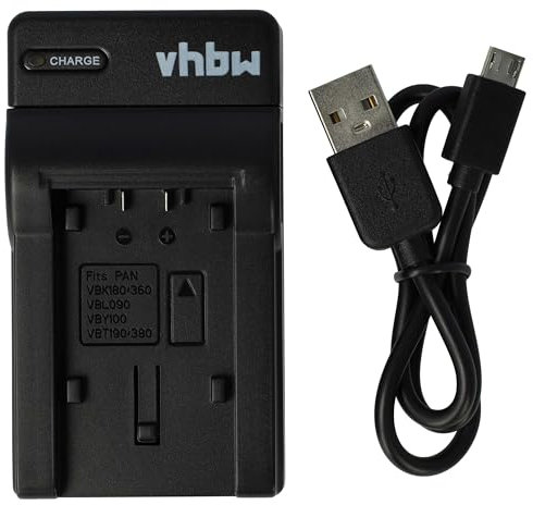vhbw USB Ladegerät kompatibel mit Panasonic HC-V500M, HC-V700, HC-V700M, HC-V707 Kamera Camcorder/Akku - Ladeschale, Ladeanzeige, 4,2 V