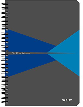 Leitz 44990035 Office Collegeblock A5 liniert, spiralgebunden mit PP Einband Blau