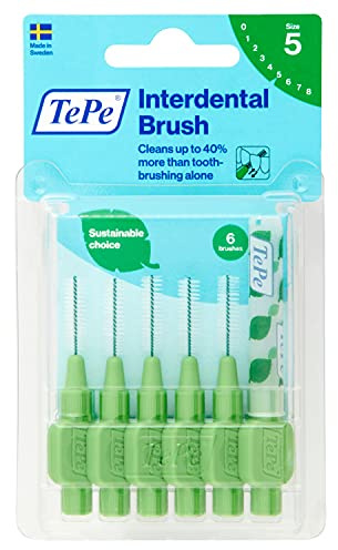 TePe Pack of 6 Interdental Brushes, Grey, 0.8 mm, Set of 3.