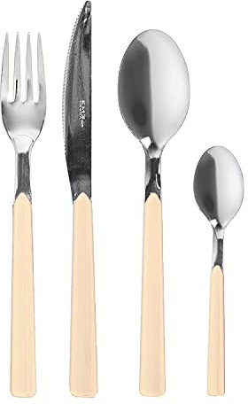 Set posate fast in acciaio inox, 24 pezzi Beige