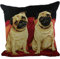 :Mars & More EVKSSTMP Kissen - 2 Mops Hunde im Sessel ca 45x45 cm Landhaus Zierkissen