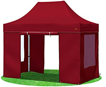 Stabilezelte Faltpavillon 3x2 Meter Professional mit Fensterseiten Bordeaux