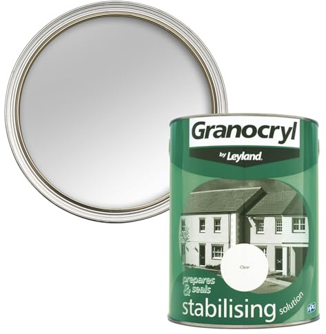Leyland Granocryl Stabilising Masonry Primer Solution - Clear - 5L | Exterior Masonry Primer, Seals Porous, Chalky & Powdery Walls, Improves Adhesion, 40m2 Coverage Per Tin